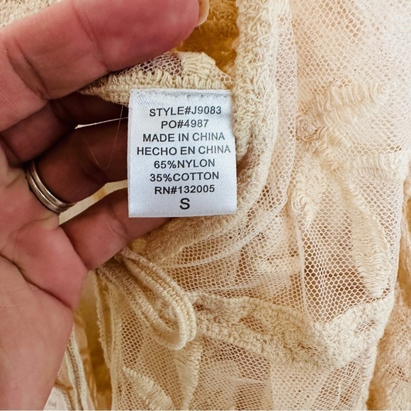 Entro Robe Women's Small #J9083 V-Nk Bell Slv Ivory Floral Lace Nylon/Cotton - Picture 8 of 9